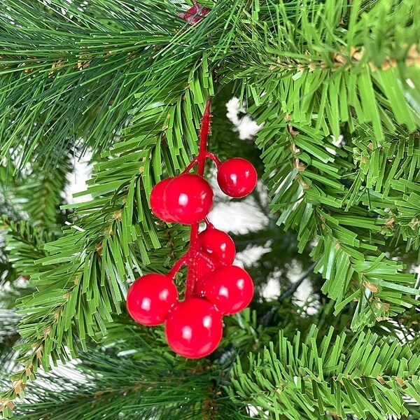 7.5 FT Upside Down Christmas Tree with Artificial Berries and Santa's Legs，PVC Pine Needles