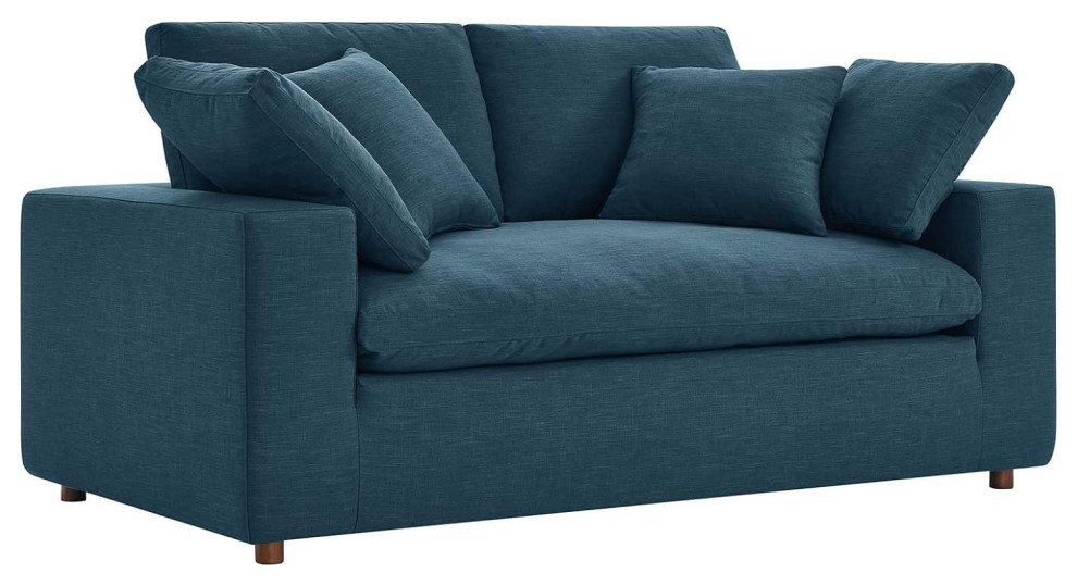 Modern Loveseat  Extra Padded Seat With Linen Fabric Upholstery   Modern   Loveseats   by Decor Love  Houzz