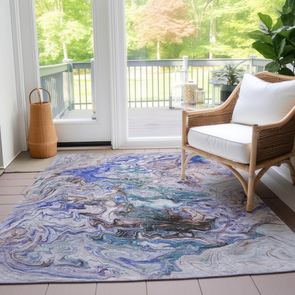 Machine Washable Indoor/ Outdoor Chantille Abstract Contempoary Rug