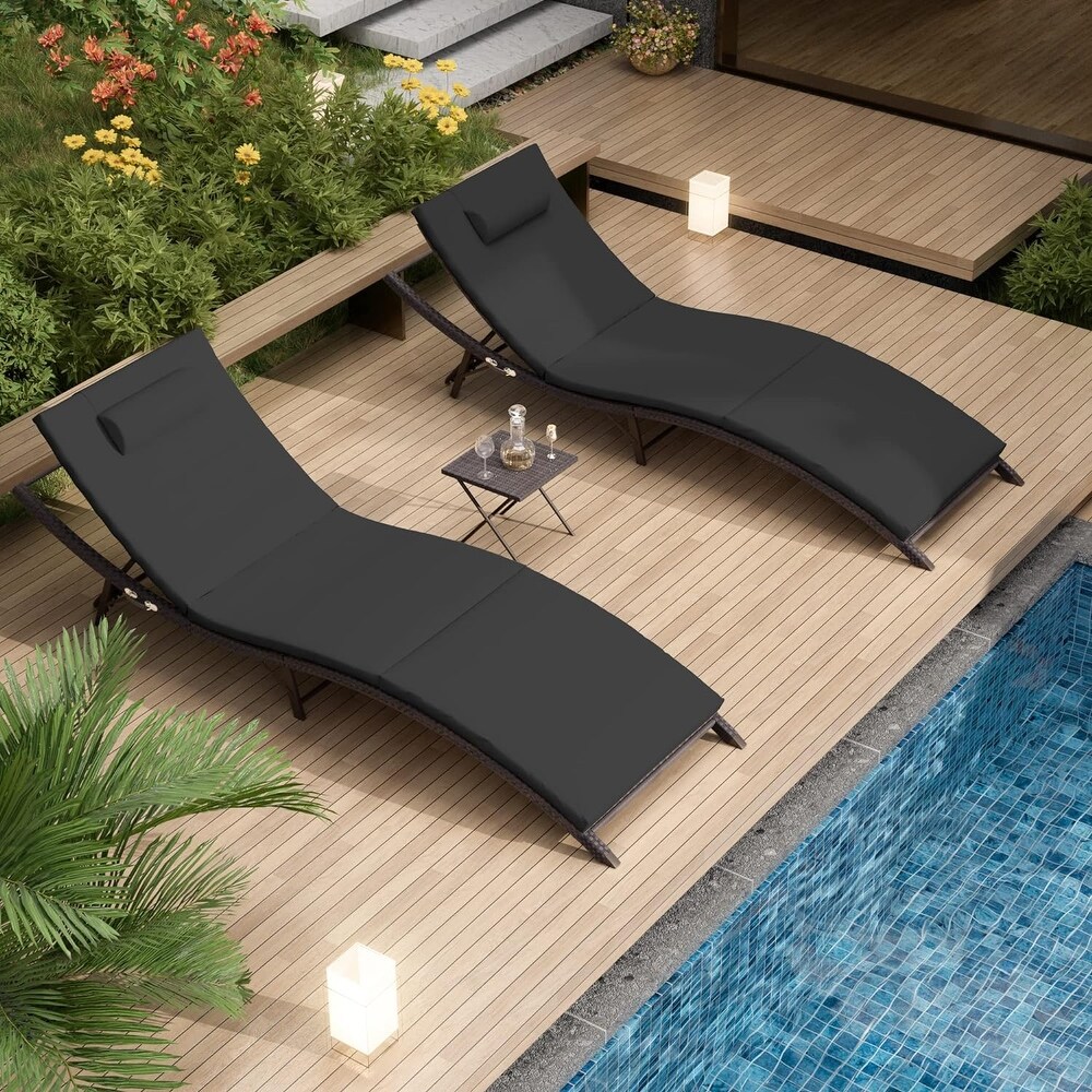 Kullavik Outdoor Chaise Lounge Furniture 3 Piece Set