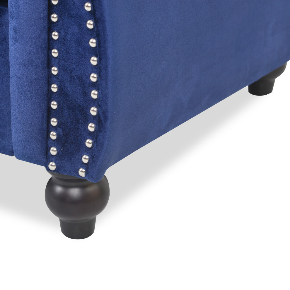 Garrison Tufted Chesterfield Velvet 3 Seater Sofa   Traditional   Sofas   by GDFStudio  Houzz