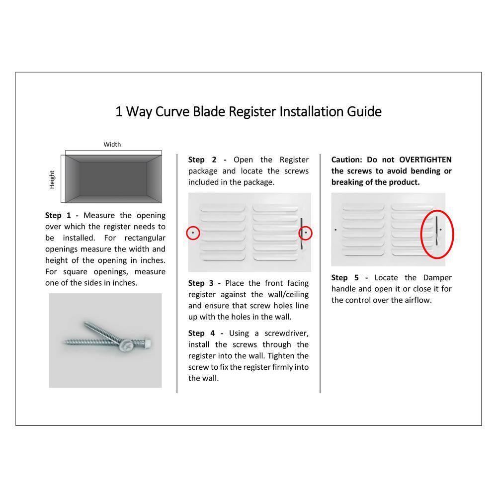 Venti Air 14 in. W x 8 in. H Steel for Ceiling or Sidewall White One Way Curve Blade Register H1C1408