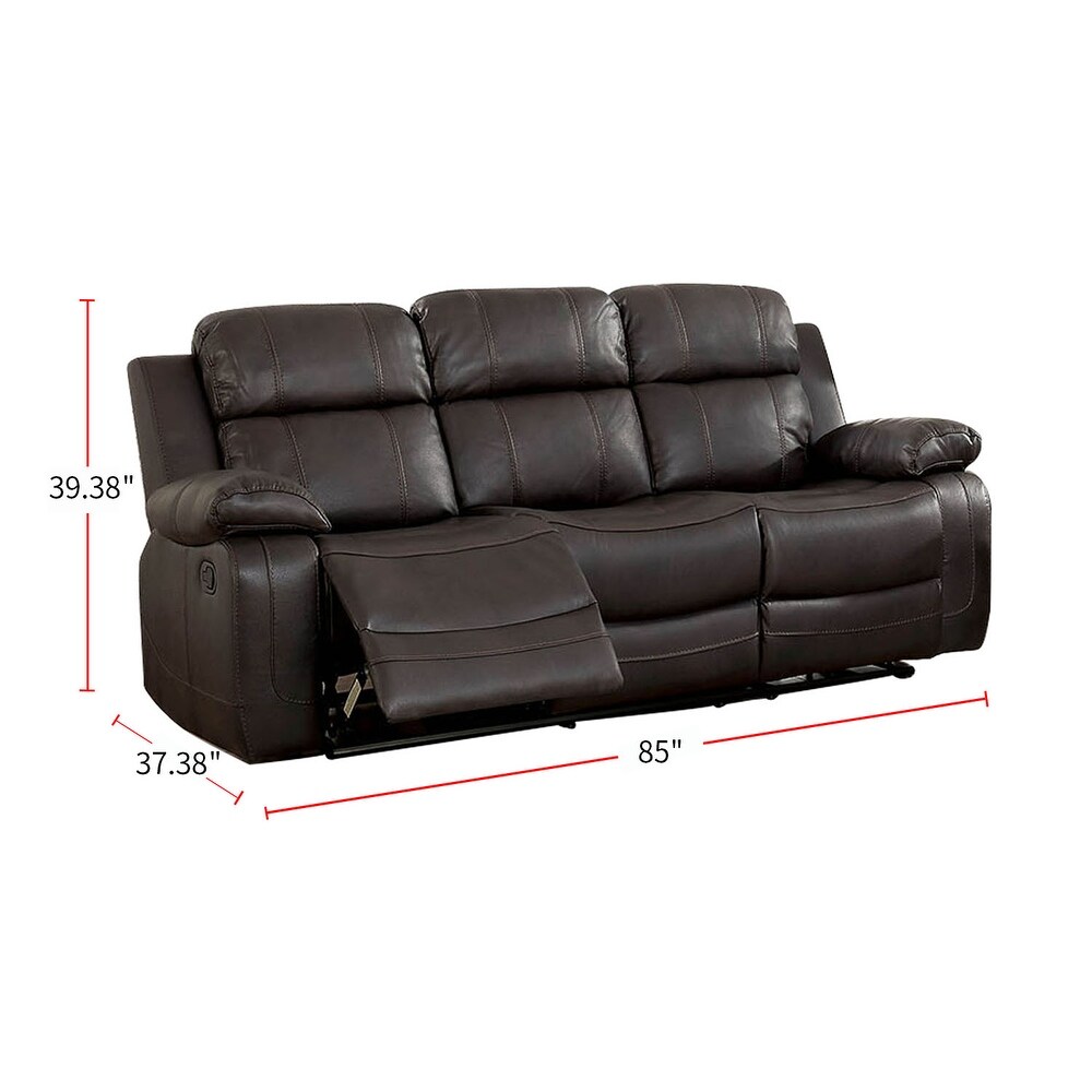 Leatherette Reclining Sofa Set in Brown