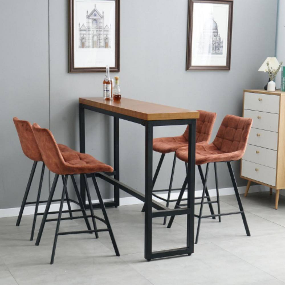 37.6 in. Brown Nordic Metal Bar Stool with Fabric Seat Counter Stool (Set of 2) LM-W21051986