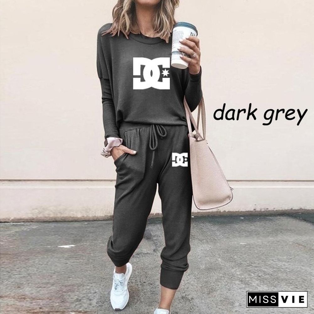 Casual Two-Piece Suits Fashion Outfits Long Sleeve Sweatshirts Pullovers Pants Sportswear for Women