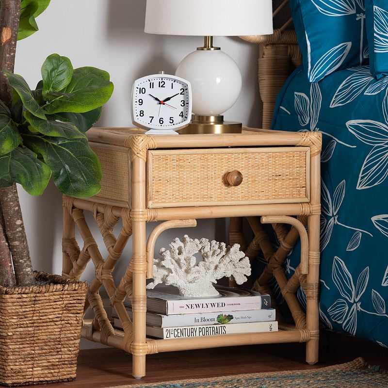 bali and pari Camara Rattan Nightstand Table