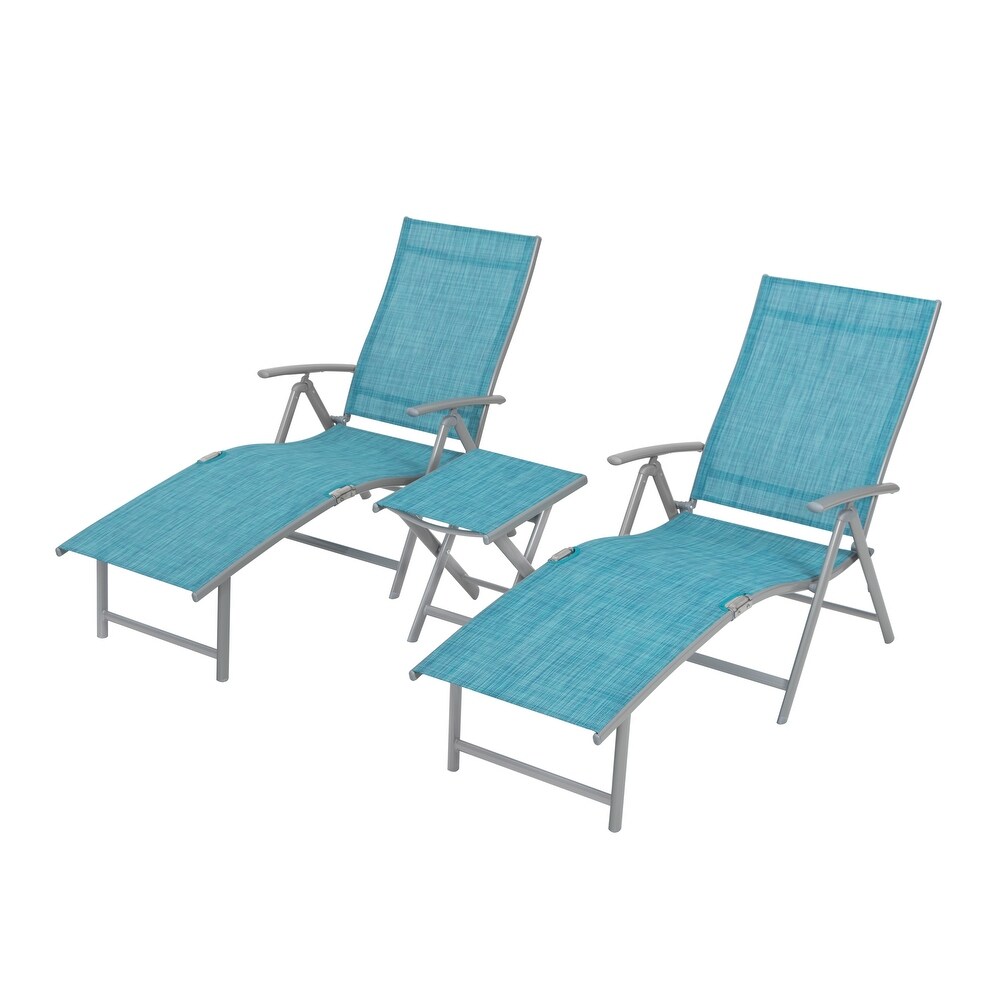 Pellebant Outdoor Adjustable Patio Chaise Lounge Chair and Table Set   N/A