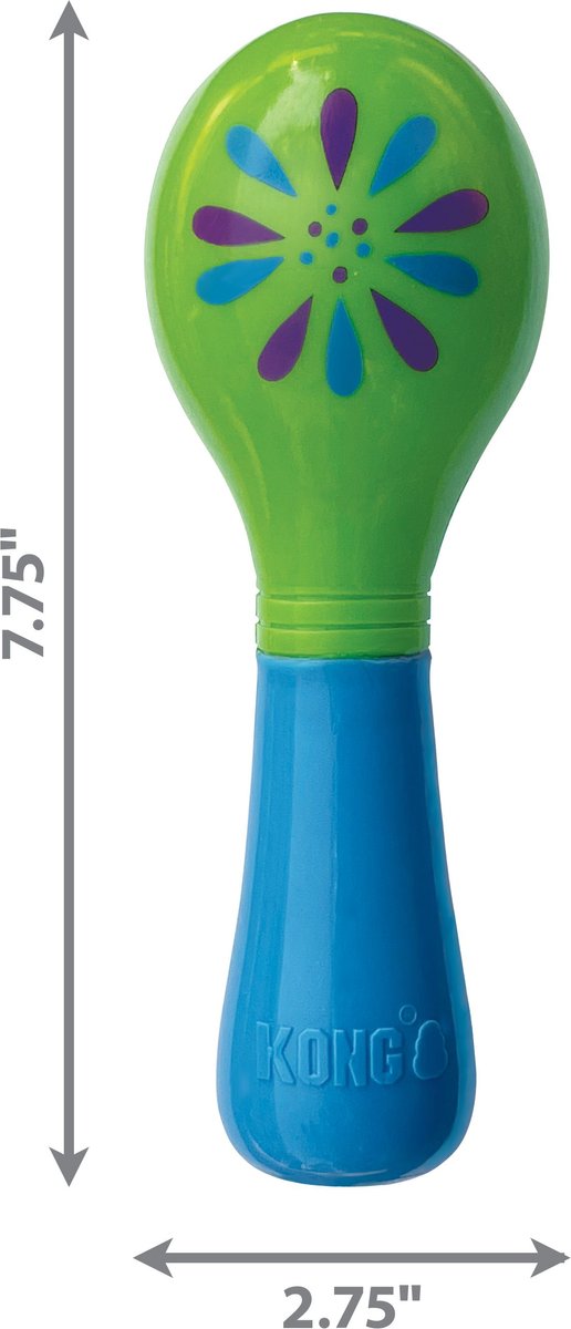 KONG Shakers Acoustix Maraca Dog Toy Green and Blue， Medium