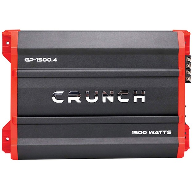 Crunch 1 500 Watt Ground Pounder Car Amplifier With Adjustable 12 Decibel Crossovers And Stereo Or Bridged Mono Operation Gp 1500 4 Black red