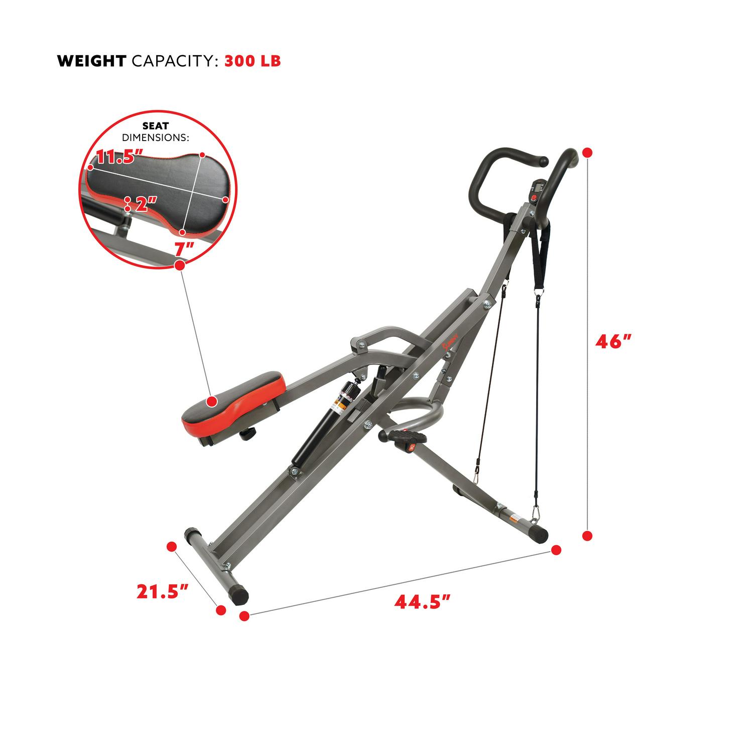 Sunny Health and Fitness Row-N-Ride PRO Squat Assist Trainer for Full Glute， Thigh， and Leg Workouts， SF-A020052