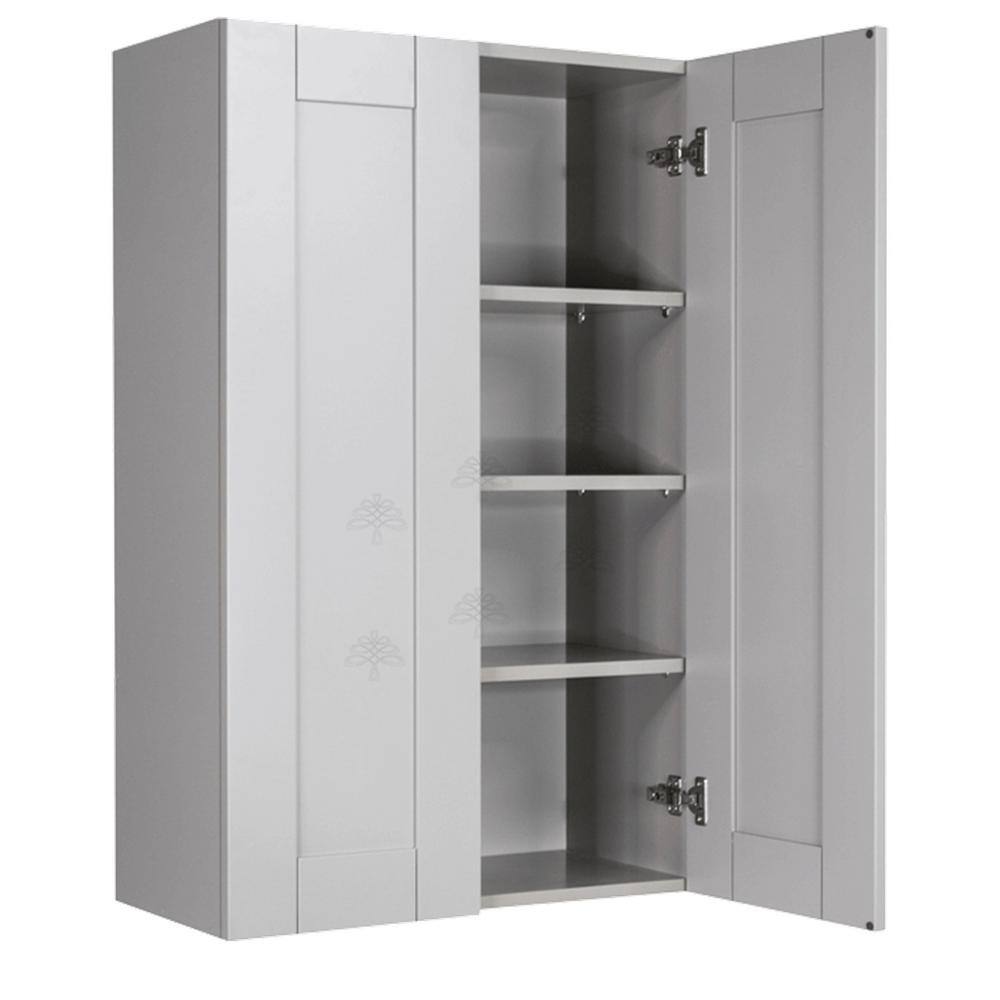 LIFEART CABINETRY Anchester Assembled 30x42x12 in. Wall Cabinet with 2 Doors 3 Shelves in Light Gray AAG-W3042