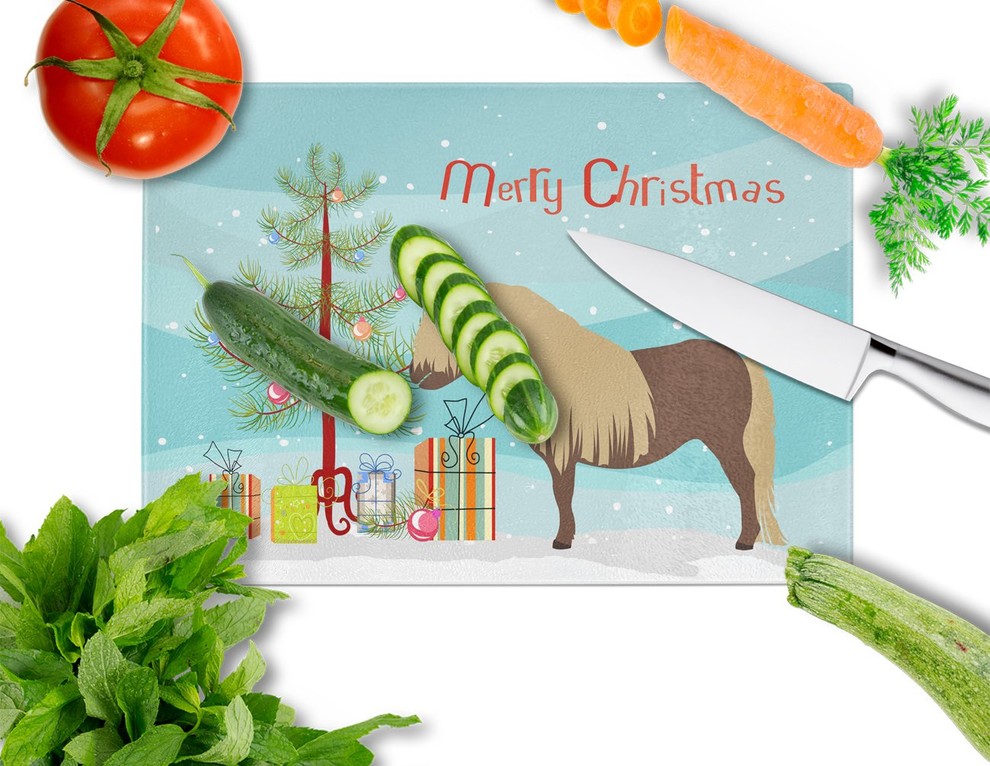 Shetland Pony Horse Christmas Glass Cutting Board Large   Contemporary   Cutting Boards   by the store  Houzz