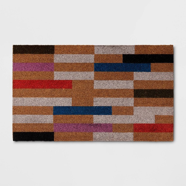 Bright Broken Stripe Rectangular Outdoor Door Mat Multicolor