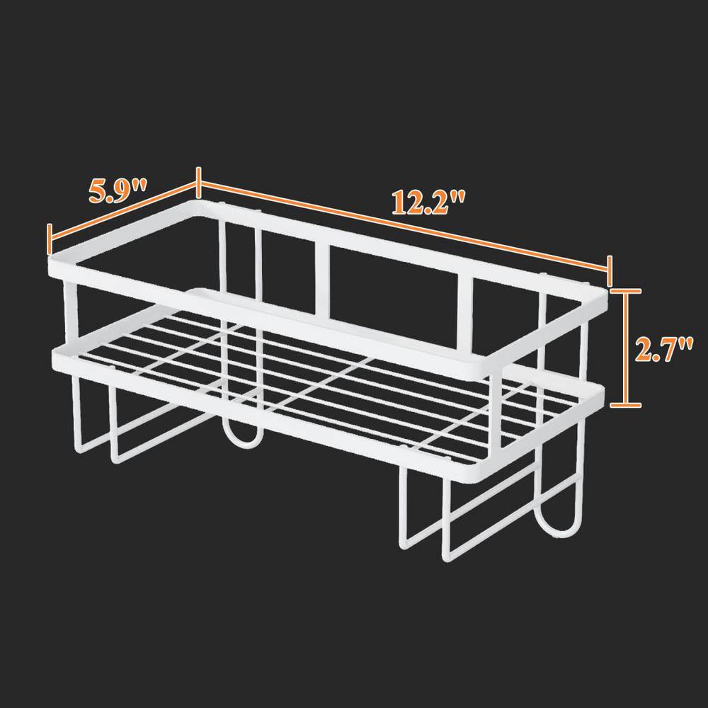 12.2 in. W x 5.9 in. H x 2.7 in. D Shower Caddy in White Bathroom Shelf 1-Pack Wall Mounted Storage Organizer W-MAD-53