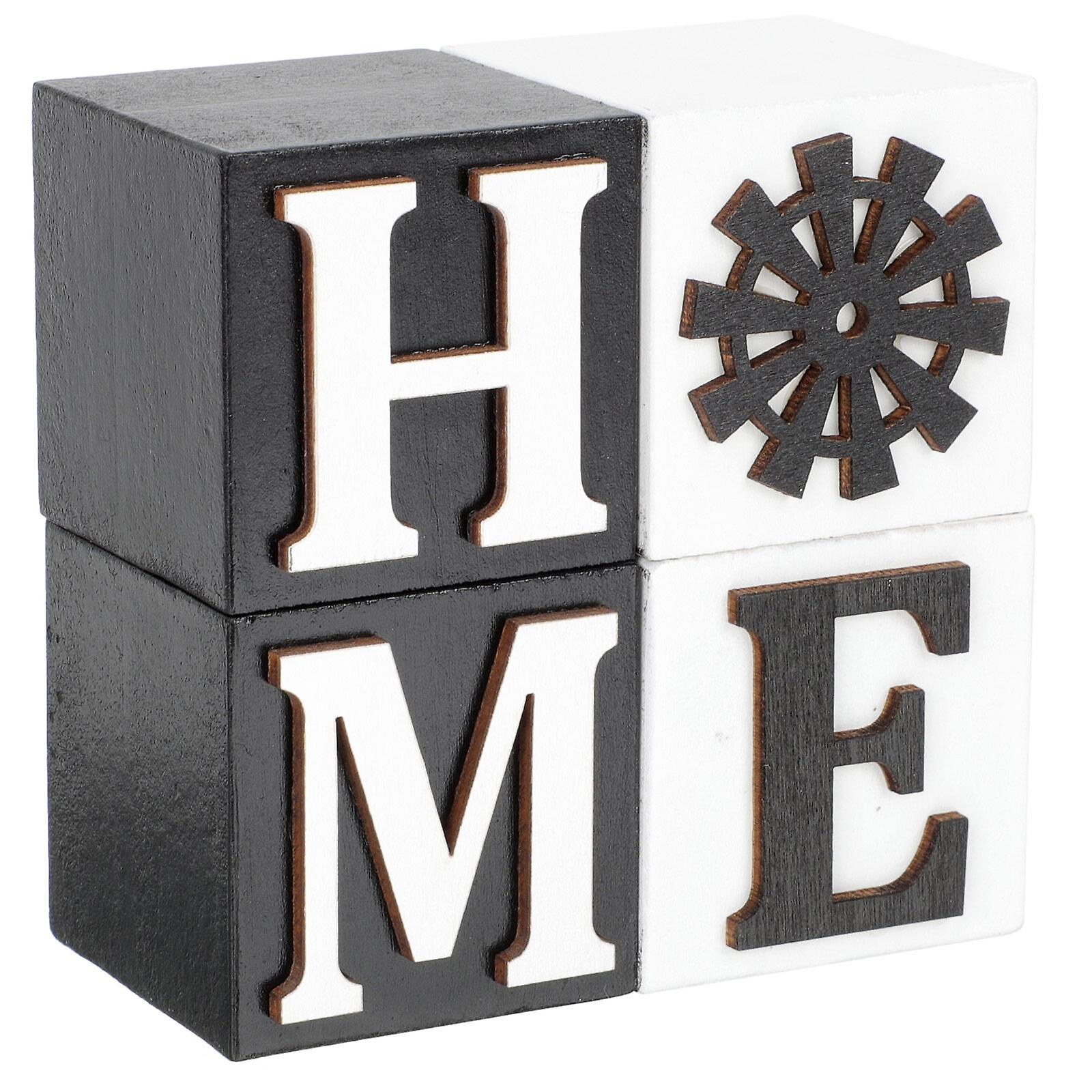 4pcs Rustic Style Ornament Home Ornament Decorative Decoration Bookshelf Decoration Block Decor