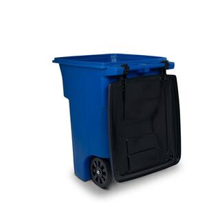 Toter 96 Gal. Blue Outdoor Commercial Trash Can with Quiet Wheels and Lid ANA96-00BLU