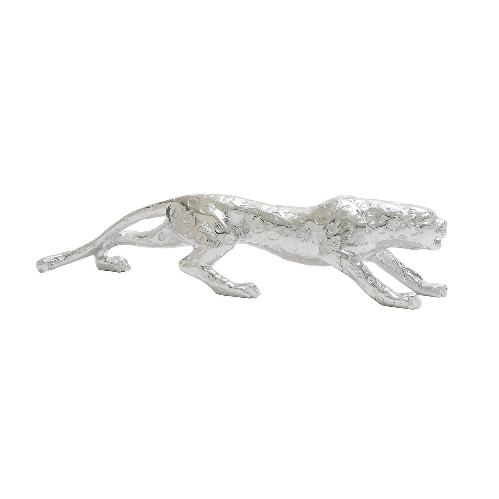 Silver Polystone Glam Sculpture Leopard   22\