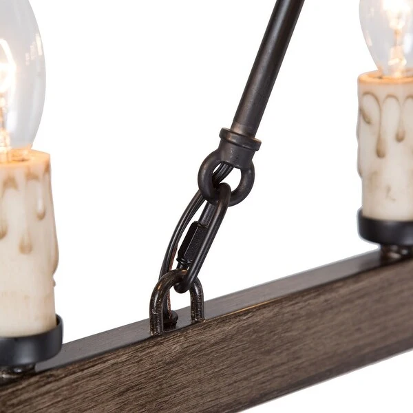 Modern Farmhouse 8-Light Wood Grain Chandelier Rectangle Kitchen Island Lights - L29