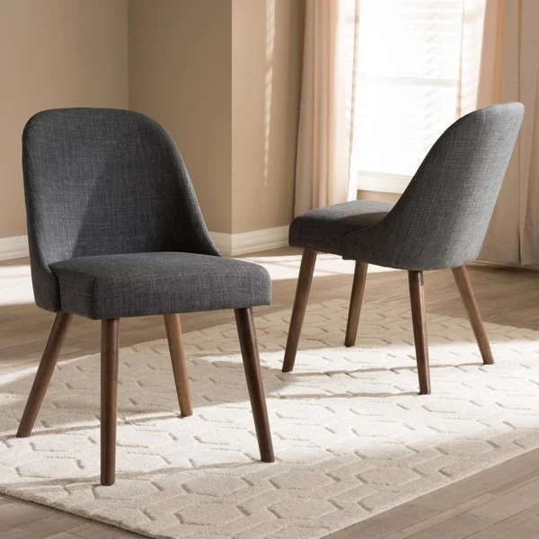 ?Cody Mid-Century Modern Fabric Upholstered Wood Dining Chair - Set of 2