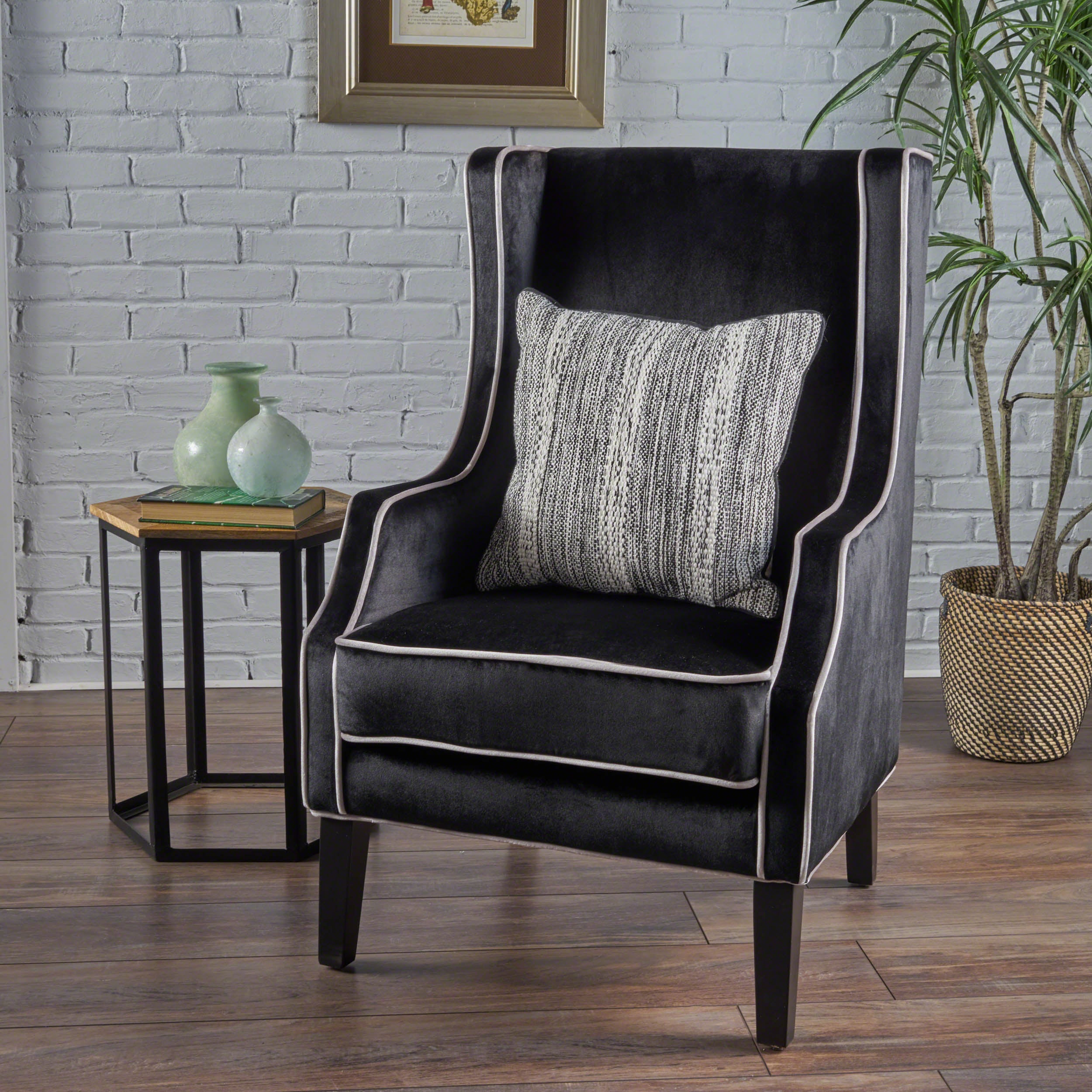 Edell Velvet Wingback Accent Chair