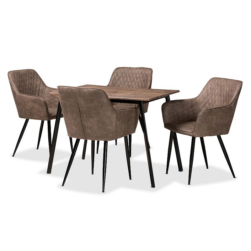 Baxton Studio Belen Dining Table and Chairs 5-piece Set