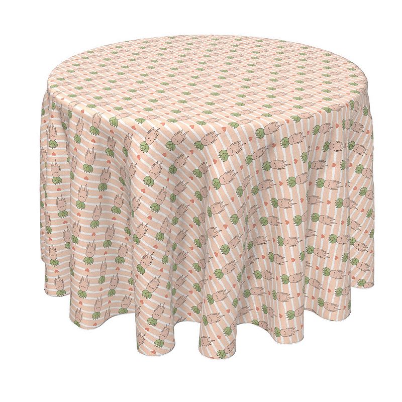 Round Tablecloth， 100% Polyester， 70 Round， Mandrake Stripe