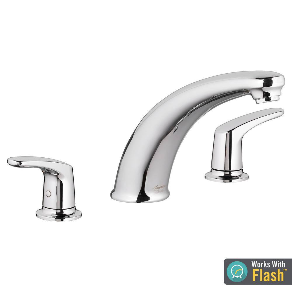 American Standard Colony PRO 2-Handle Deck-Mount Roman Tub Faucet for Flash Rough-in Valves in Polished Chrome T075920.002