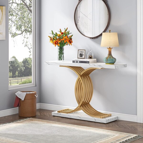 Entryway Hallway Console Table with Metal Frame