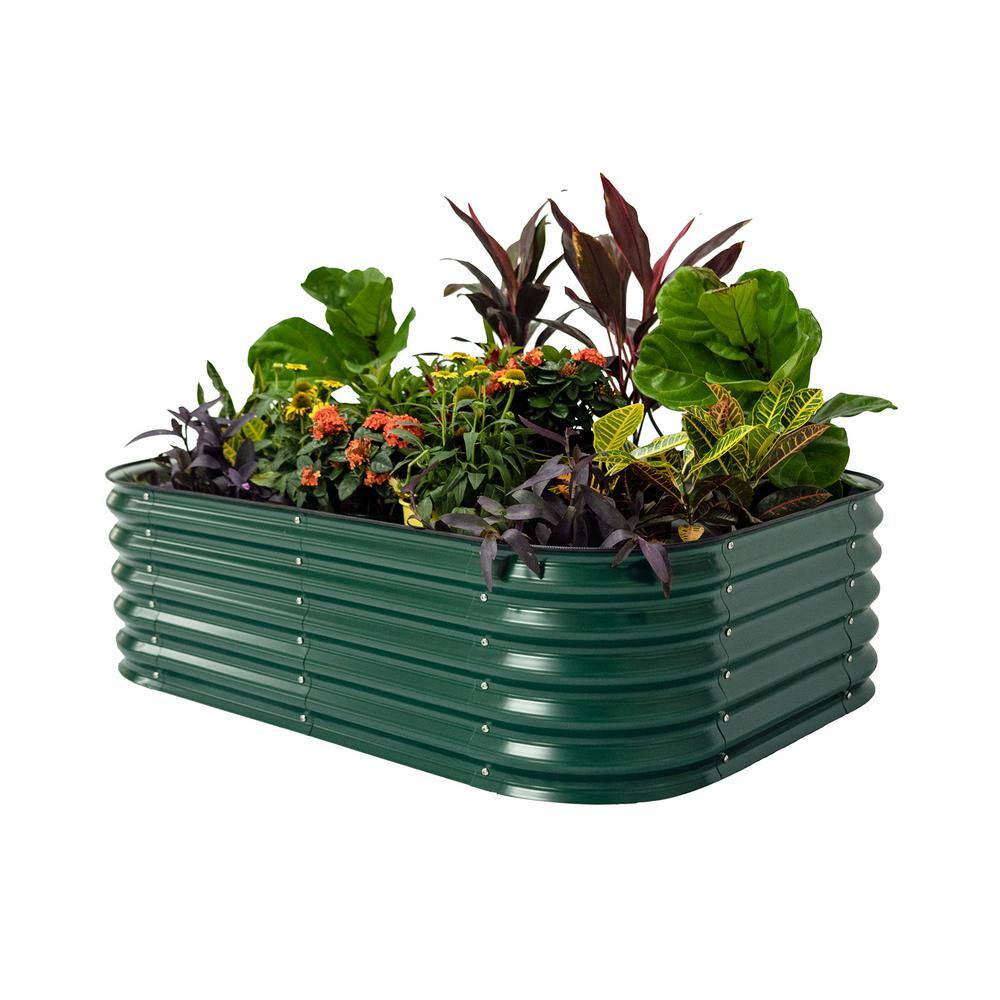 vego garden 17 in. 6-In-1 Modular British Green Metal Raised Garden Bed Kit VB6N117BG