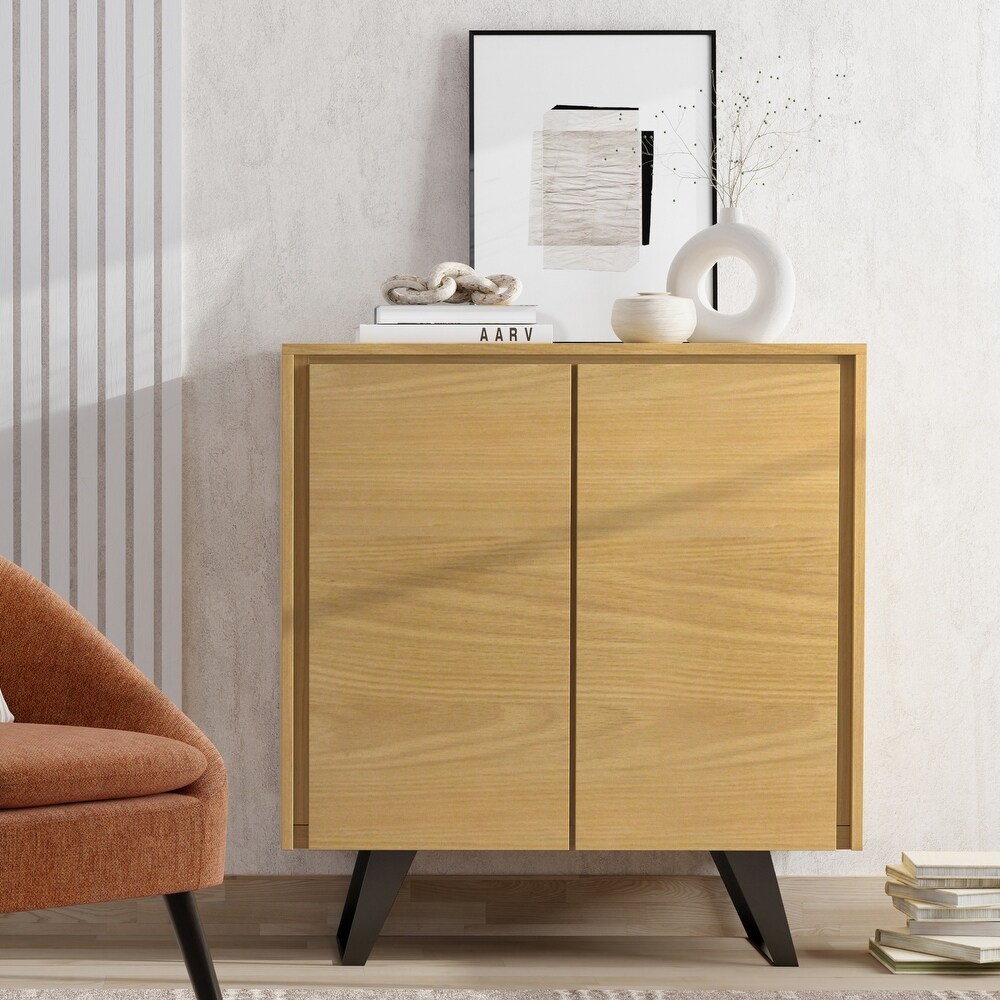 WYNDENHALL Mitchell SOLID WOOD and Metal 39 inch Wide Modern Industrial Medium Storage Cabinet   39\