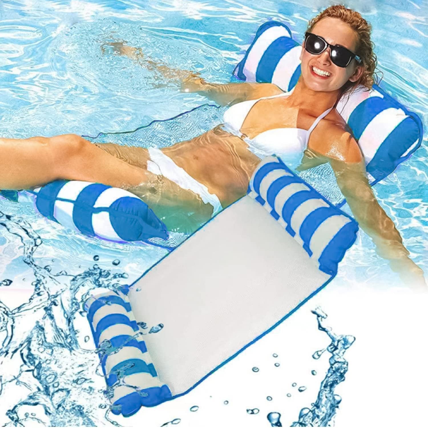 SUGIFT Inflatable Hammock Unisex  Pool Float for Swimming Pool or Beach-Blue