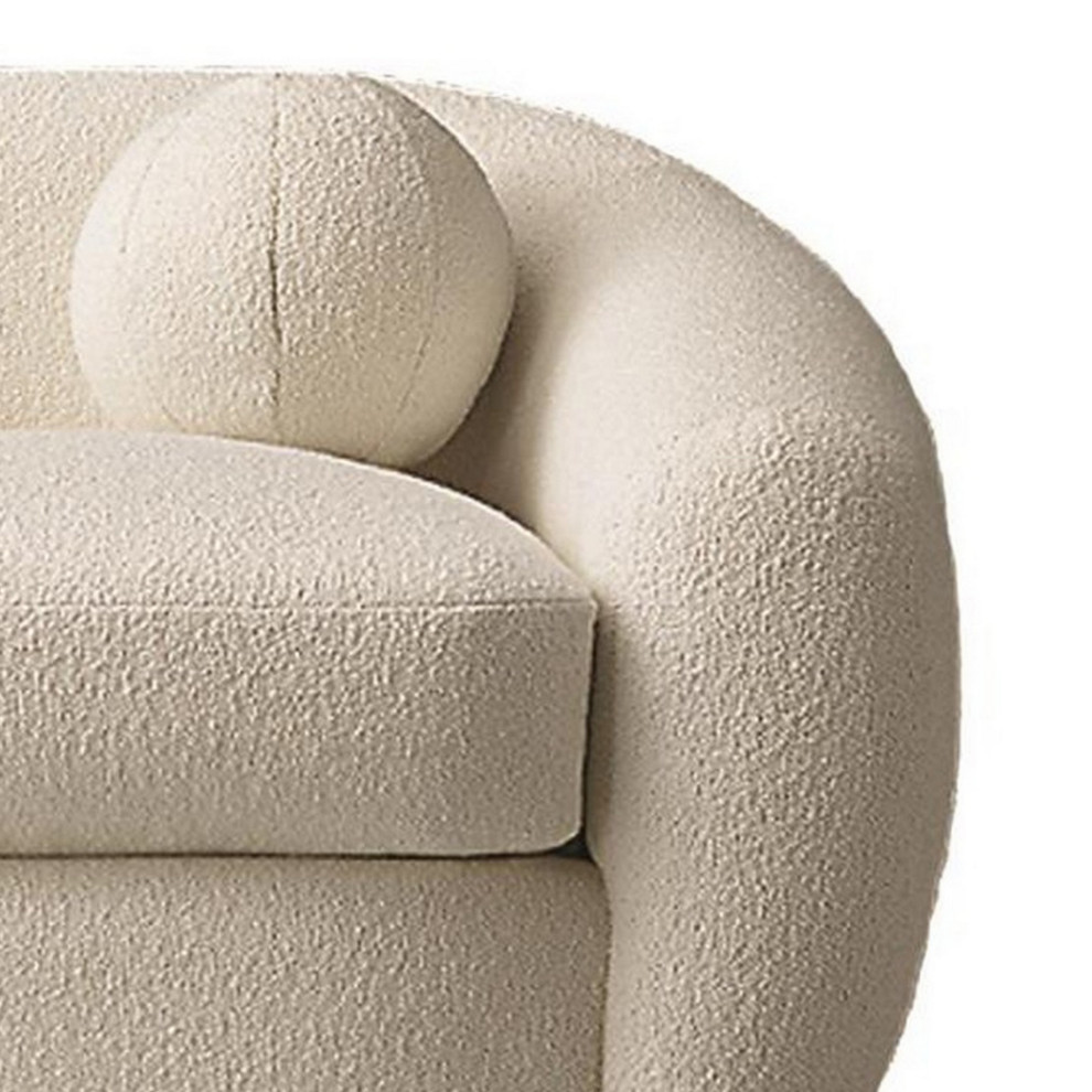 45 quotSwivel Accent Chair  Double Layer Seat  Curved Back  White Fabric   Transitional   Armchairs And Accent Chairs   by VirVentures  Houzz