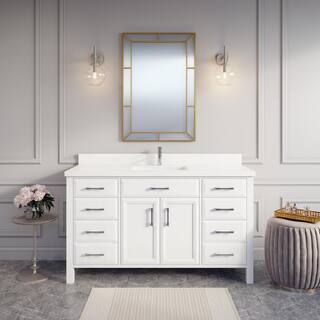 Studio Bathe Calais 60 in. Vanity in White with Solid Surface Vanity Top CALAIS 60 WH-SSC