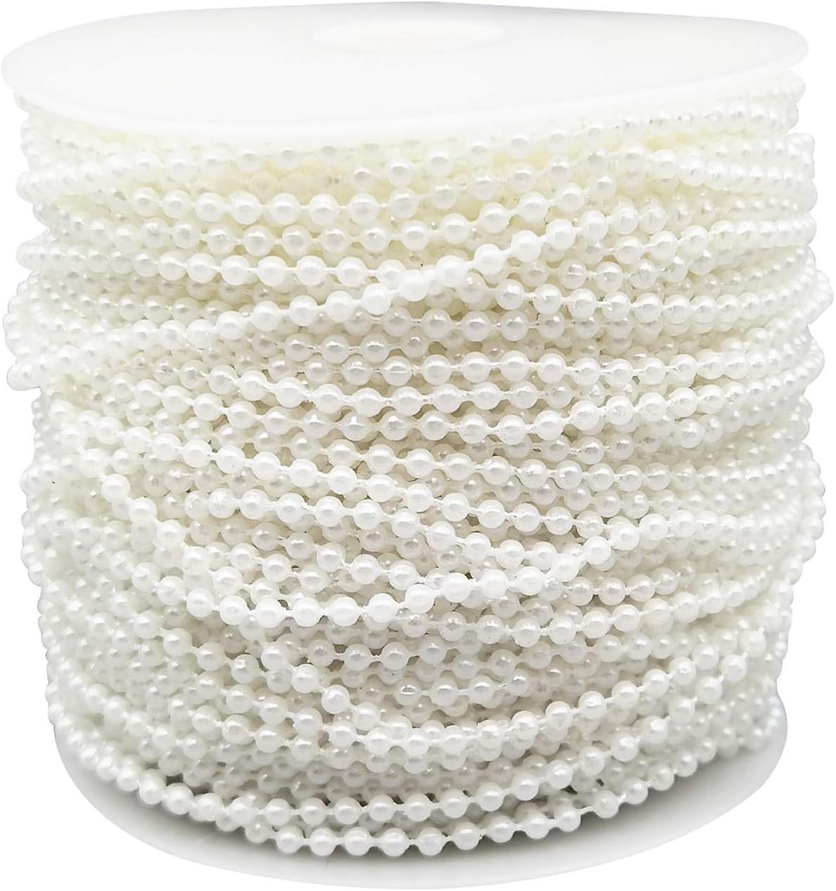 3mm Faux Pearl Beads Garland Pearl Bead Roll Strand For Wedding Party Decoration (white， 50m)