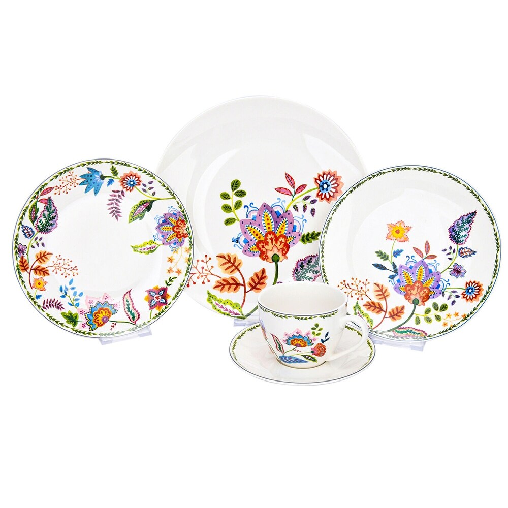 STP Goods Byzantium Flowers Bone China Dinnerware Set of 20 for 4