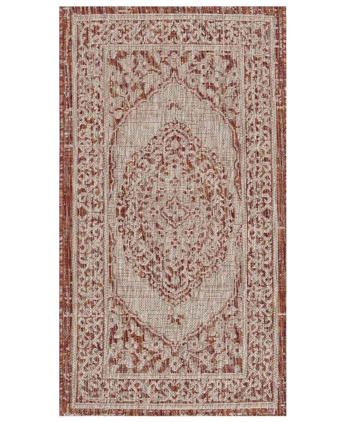 Safavieh Courtyard CY8751 Light Beige and Terracotta 2'7 x 5' Sisal Weave Outdoor Area Rug