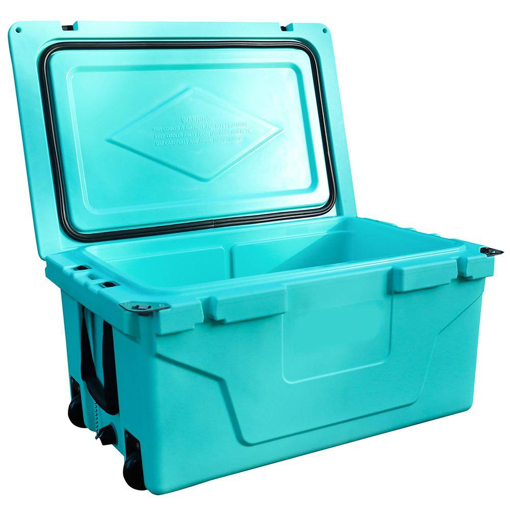 Tenleaf 65 qt. Blue Outdoor Cooler Fish Ice Chest Box Camping Cooler Box SXB6458176