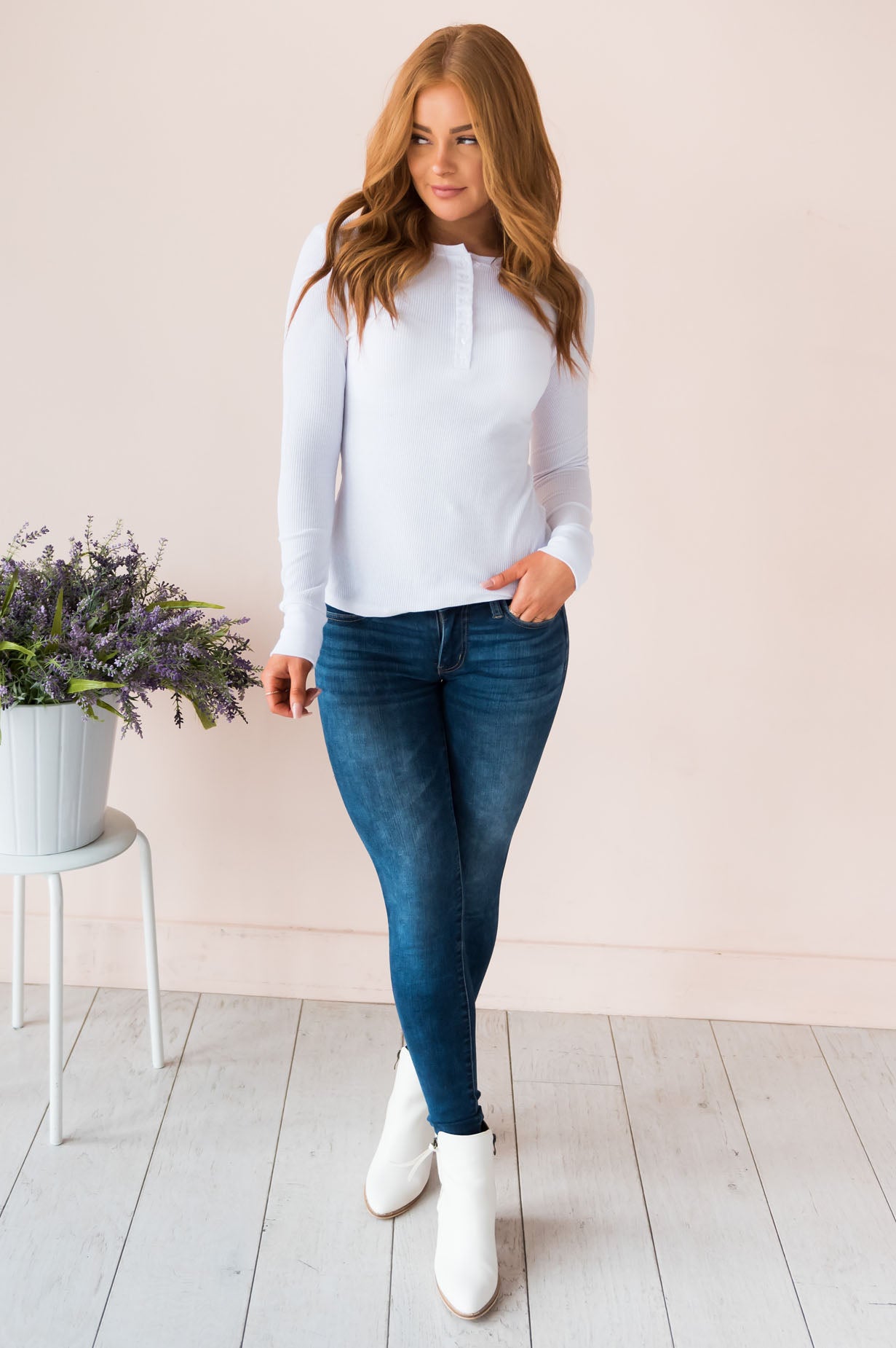 Changing Skies Modest Thermal Henley Top