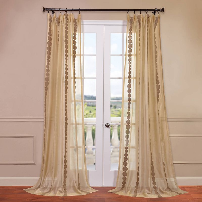 EFF 1-Panel Cleopatra Embroidered Sheer Window Curtain