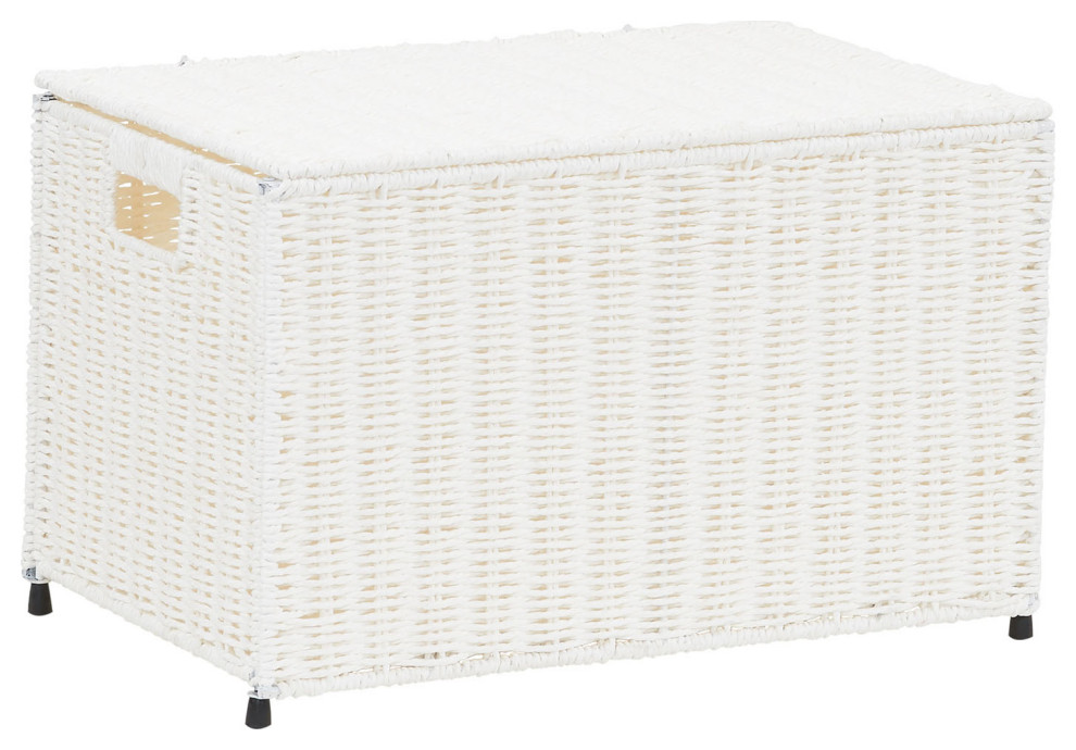 Small Woven Sturge Chest  Paper Rope  Arctic White   Beach Style   Accent Chests And Cabinets   by Household Essentials  Houzz