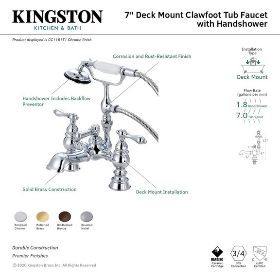 Kingston Brass Heritage Deck Mount Tub Faucet with...