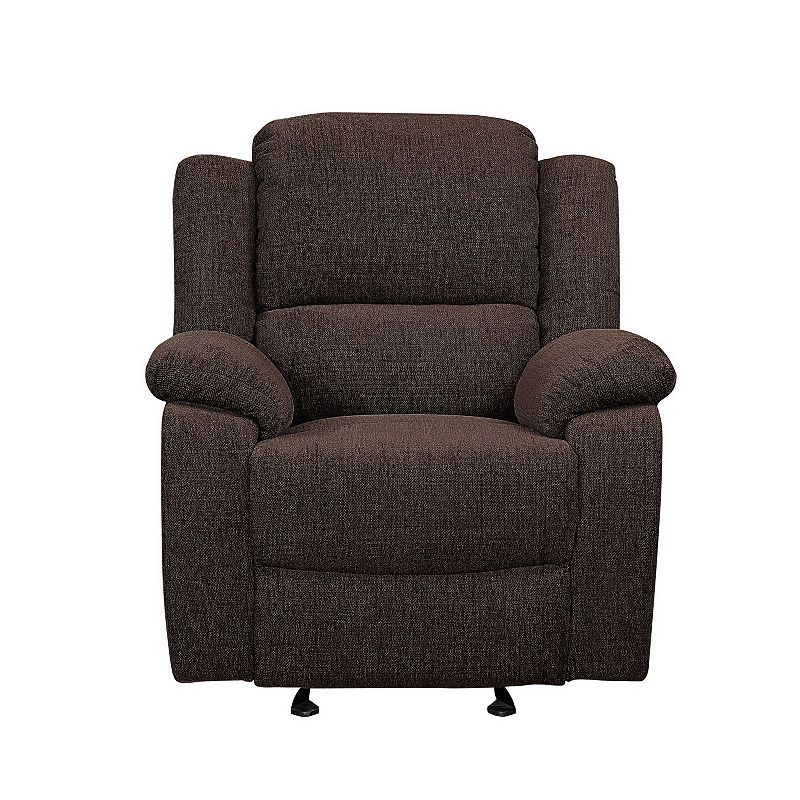 Fabric Upholstered Glider Recliner Chair with Pillow Top Armrest， Brown