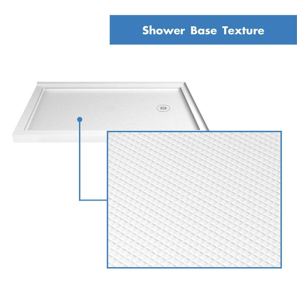 DreamLine SlimLine 48 inx 36 in Double Threshold Corner Shower Pan Base in White with Right Hand Drain