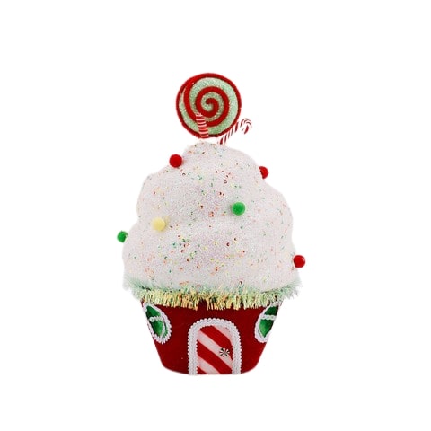 13 Red & White Sprinkled Cupcake