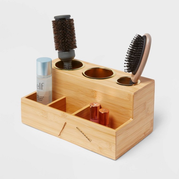 X 7 quot X 6 quot Bamboo Hair Tools Organizer With 5pc Magnets