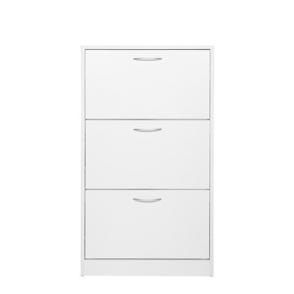 Modern Simple Large 3 Drawers White Shoe Cabinet for Living Room - - 36253097