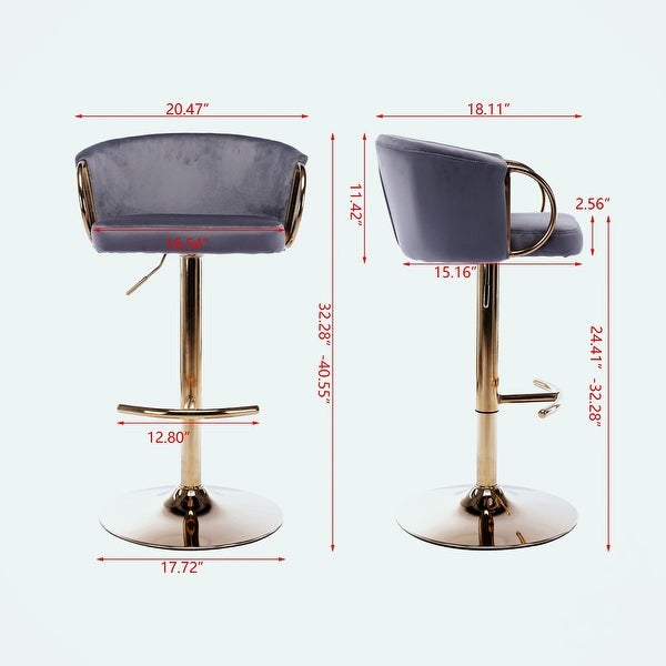 Bar Stools with Chrome Footrest and Base (Set of 2)