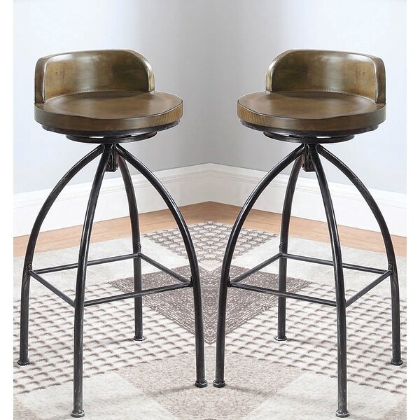 Industrial Design Wood Seat and Metal Base Swivel Counter Height Dining Stool