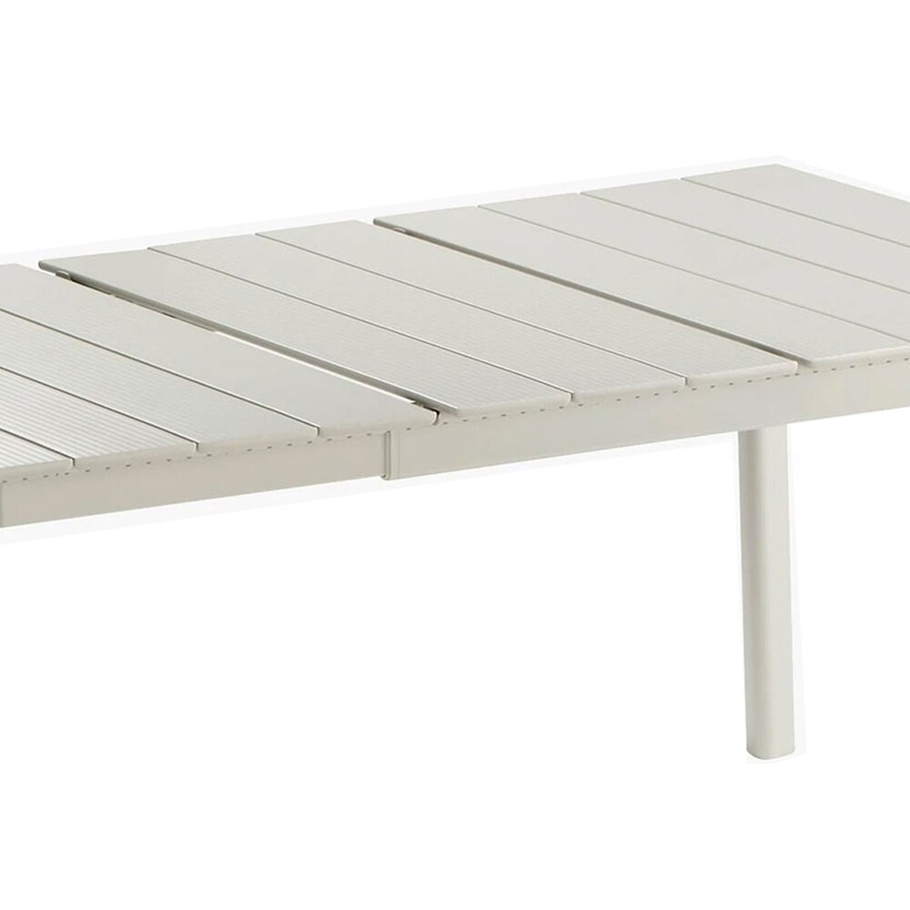 Lafuma ORON Extendable 6 to 8 Person Outdoor Aluminum Garden Dining Table  Sand   White   97.66