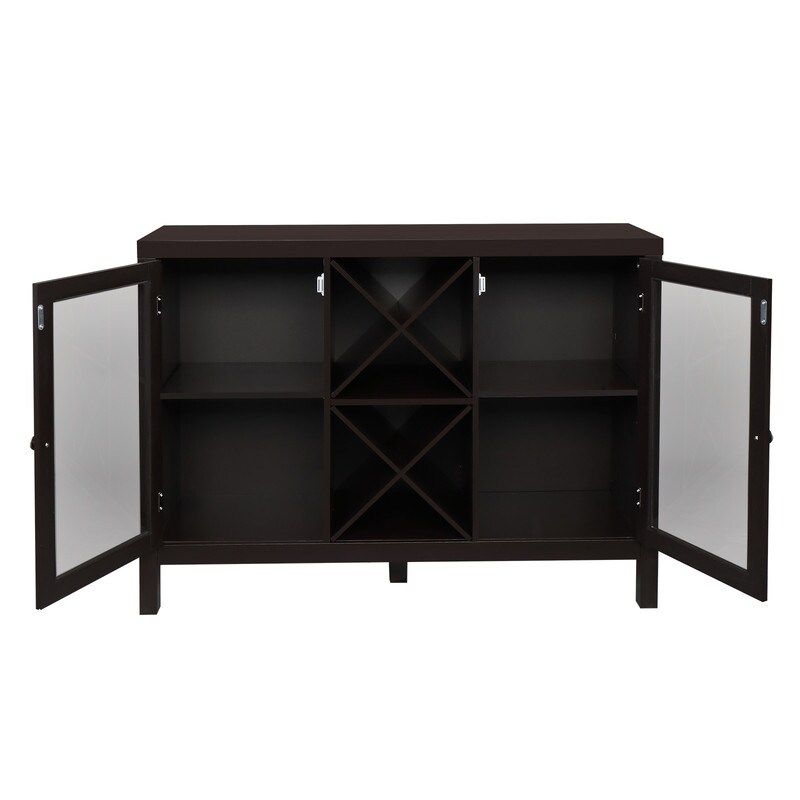 Transparent Double Door Sideboard Entrance Cabinet with X shaped Wine Rack